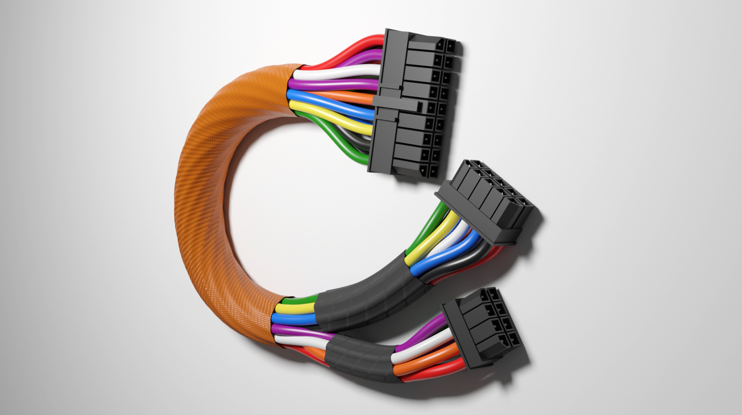 Render of a detailed wiring harness with twisted wires